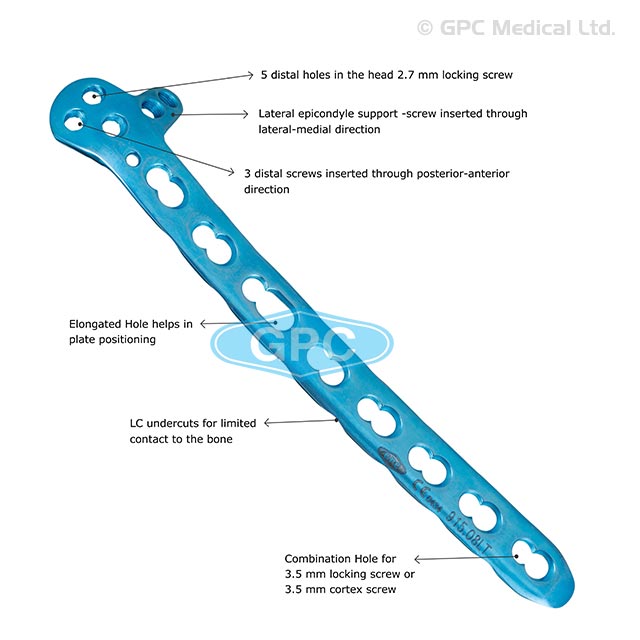 2.7/3.5mm Distal Humerus Locking Plate with Lateral Support, Left & Right