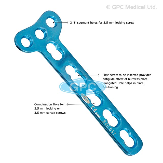 3.5mm Small T Plate - 3 Head Holes