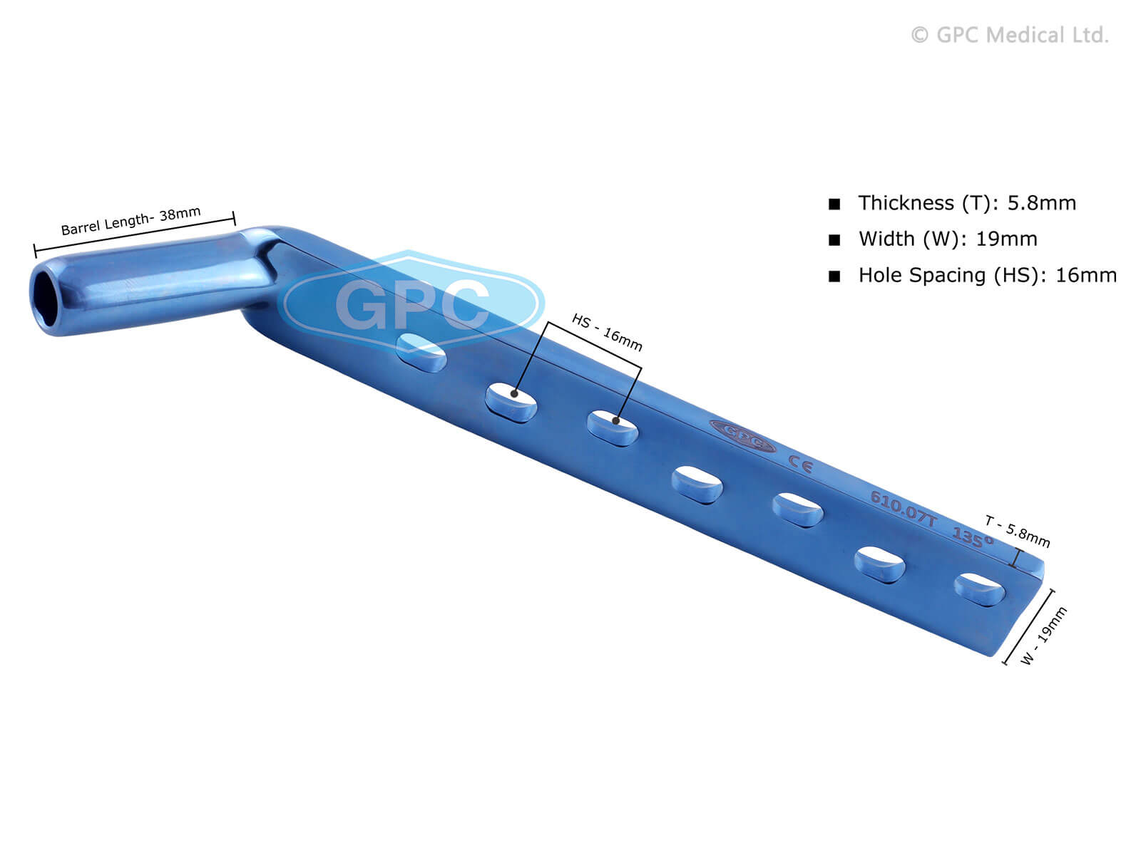 D.H.S. Barrel Plates with dynamic compression holes and slot for tension device