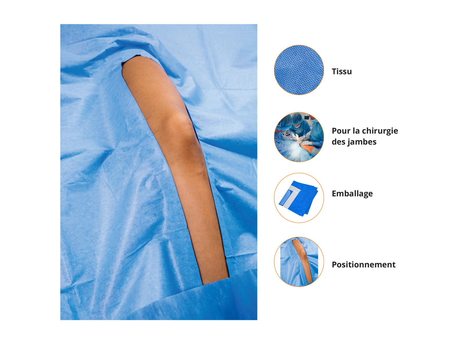 DRAP DE JAMBE EN U/ DRAP DE HANCHE EN U/ DRAP FENDU EN U