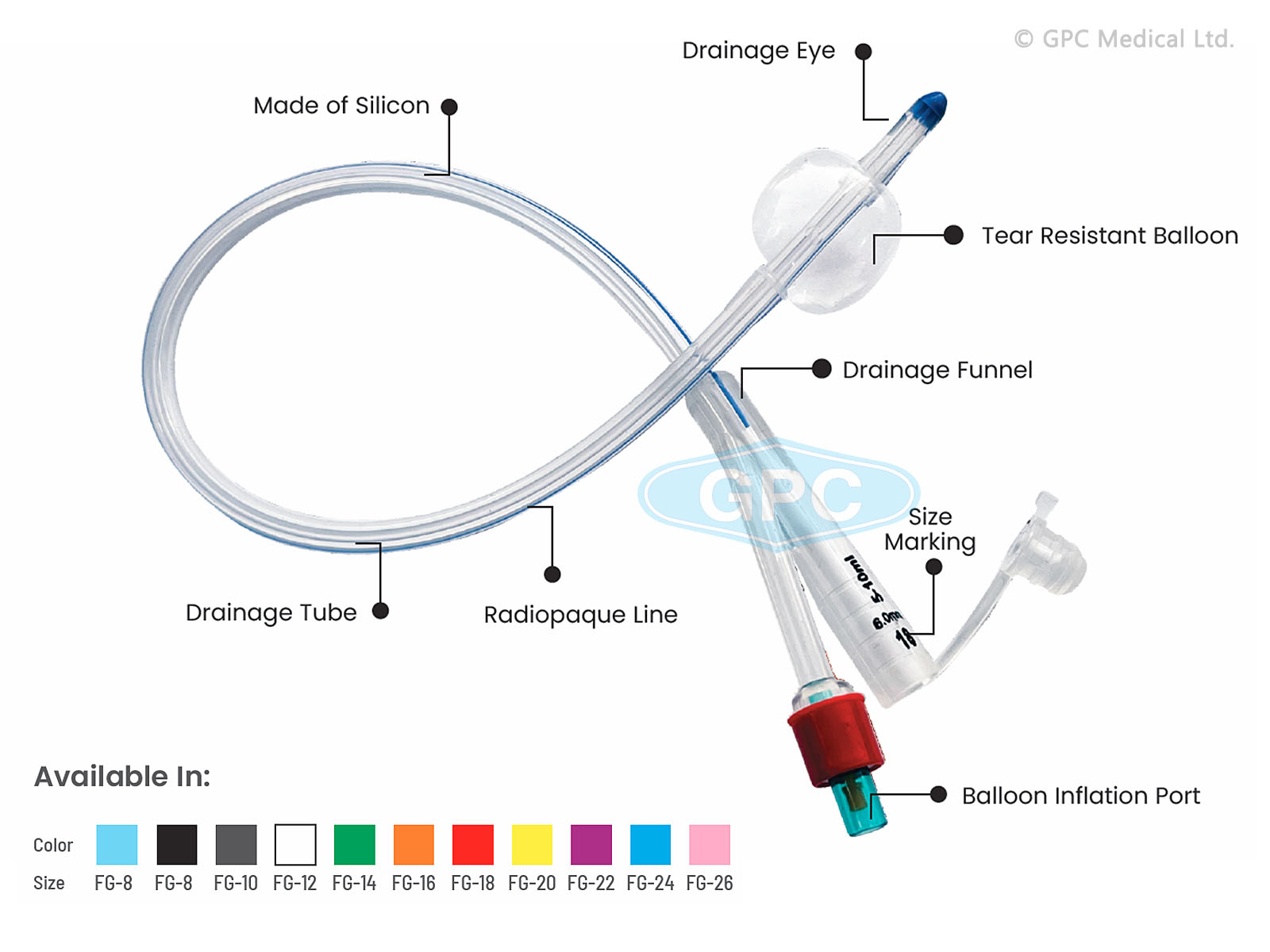 Foley Balloon Catheter  100% Silicon