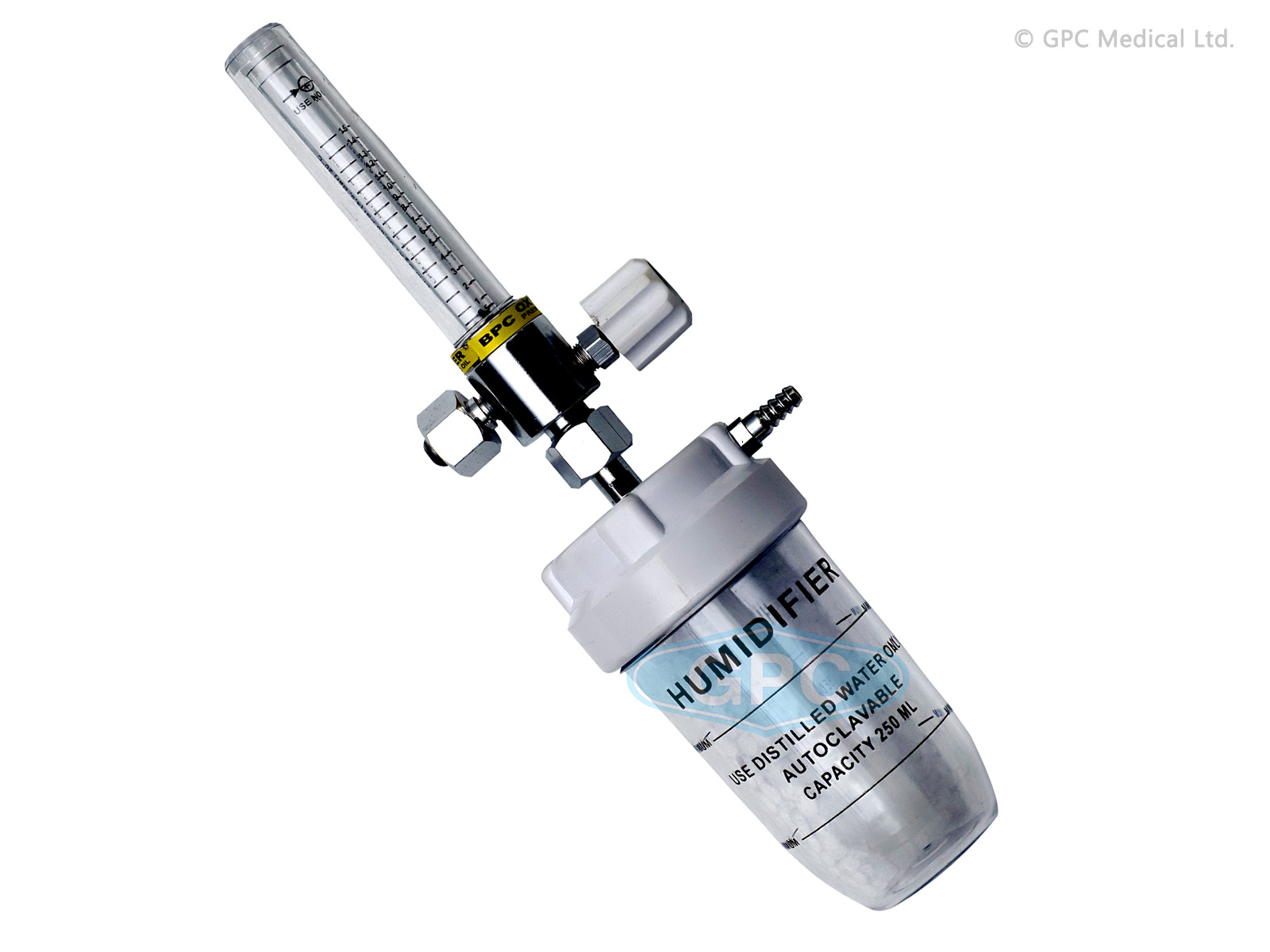 Flujómetro para la tubería de oxígeno con humidificador