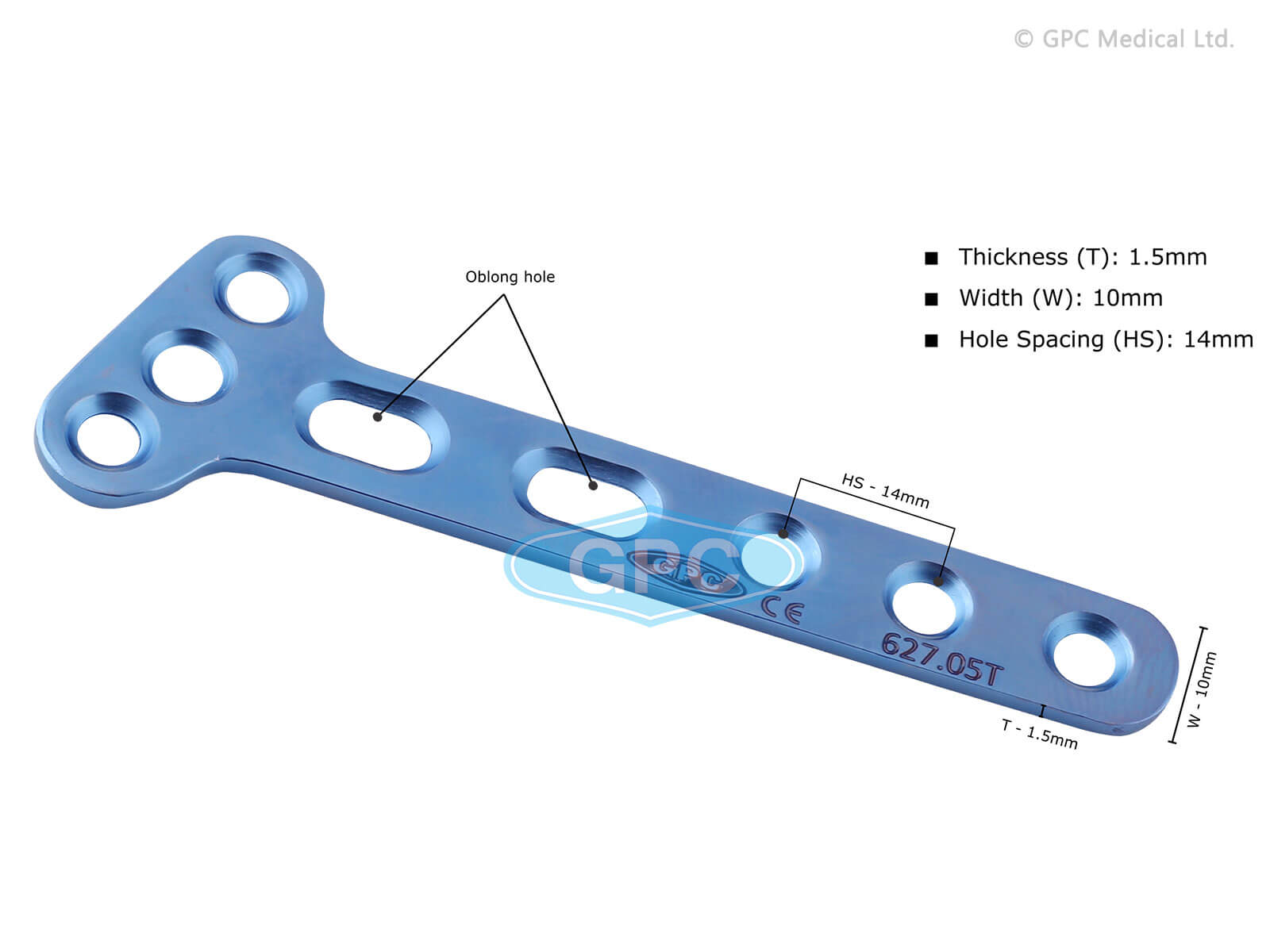 Small T - Plate Oblique Angled Right/Left