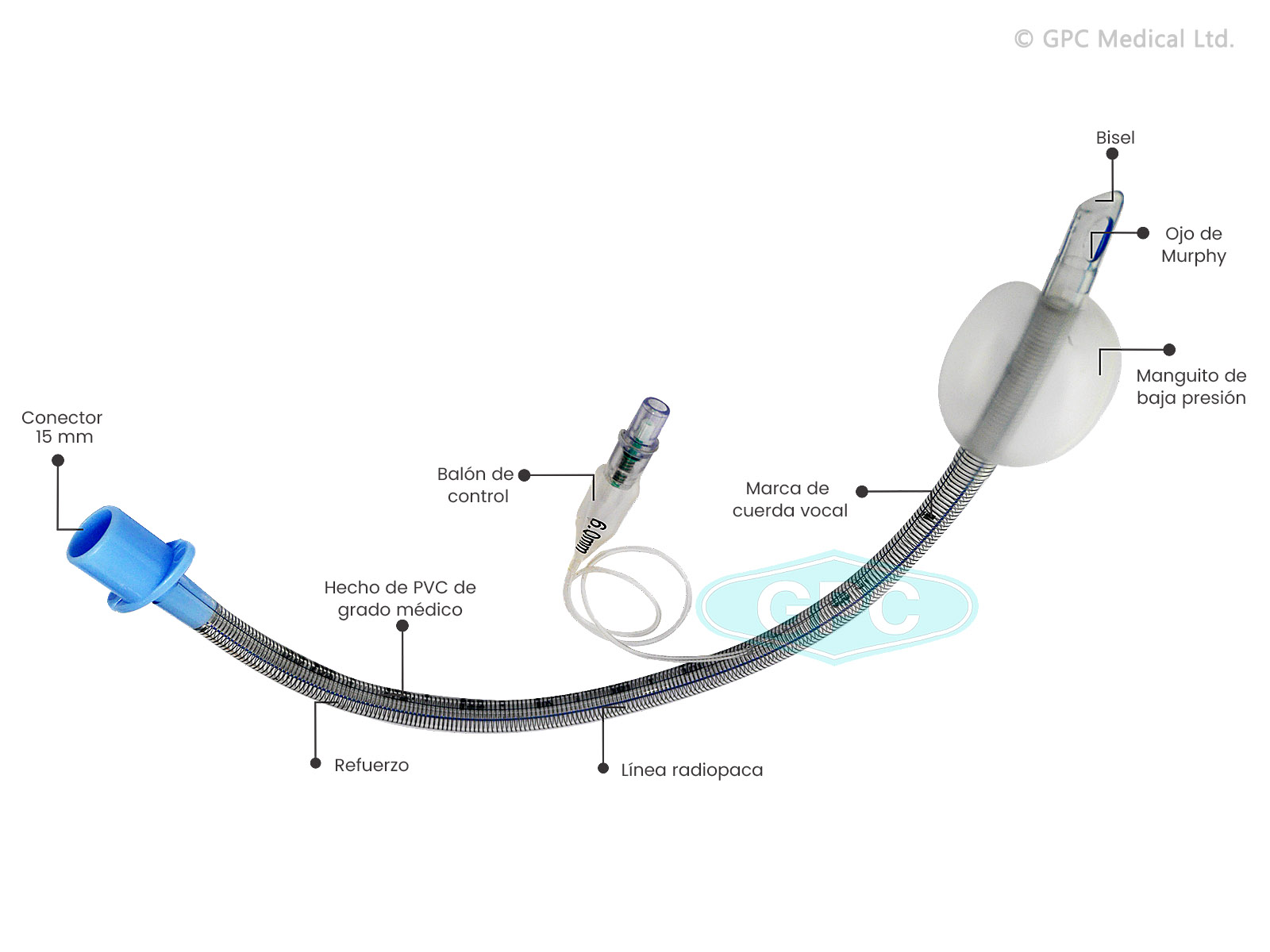 Tubo Endotraqueal Con Manguito Nasal Oral Reforzado Con Manguito