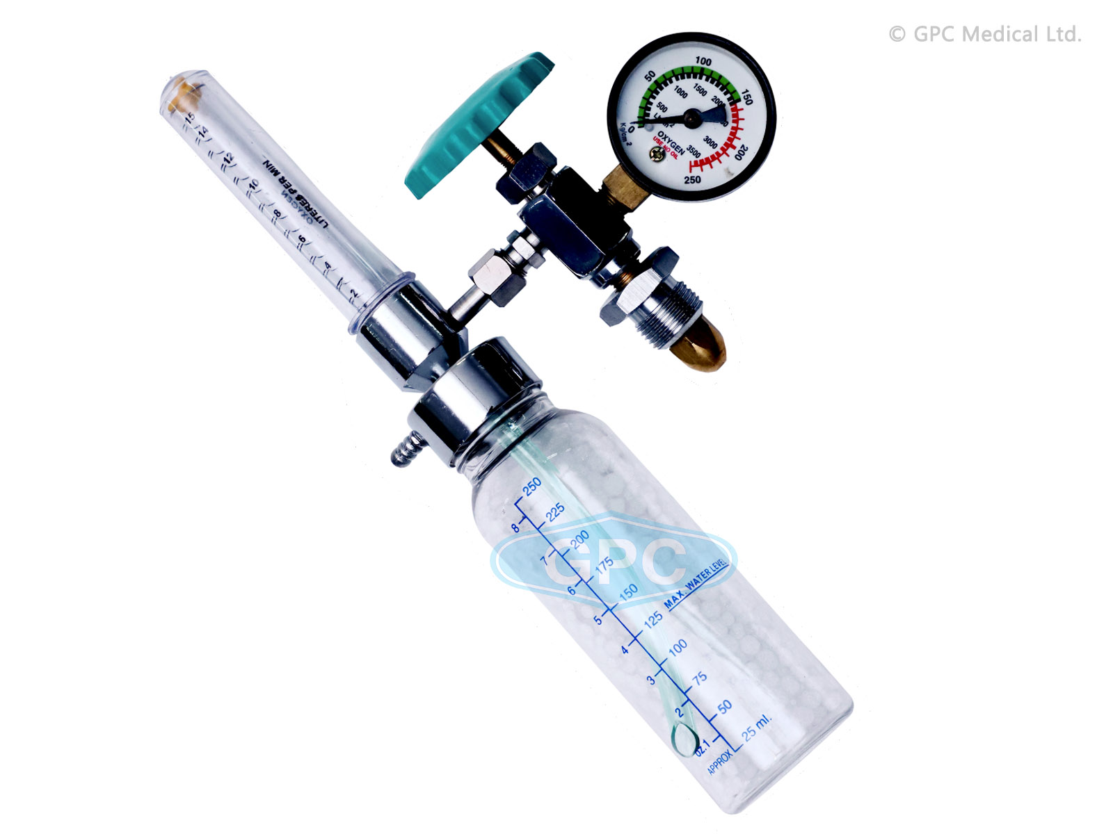 Válvula de ajuste fino O2 con indicador de seguridad