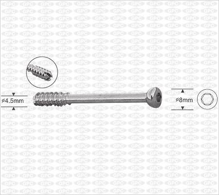 Cannulated Cancellous Screw 4.5mm, Partially Threaded, Hexagonal Socket