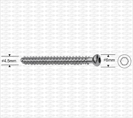 Cannulated Cancellous Screw 4.5mm, Fully Threaded, Hexagonal Socket