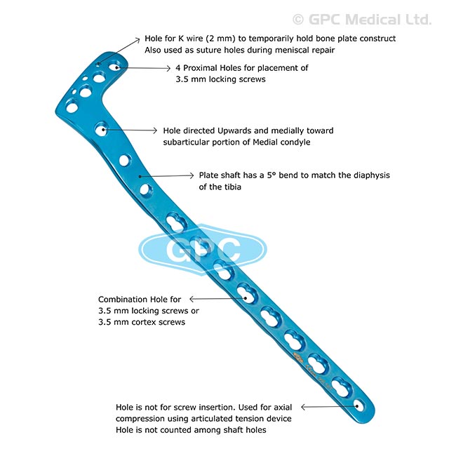 Proximal Tibia Locking Plate 3.5mm, Left & Right